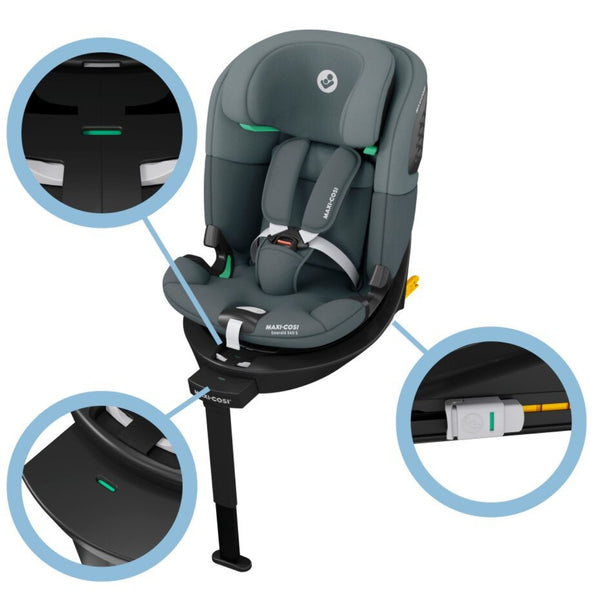 Cadeira auto MAXI-COSI Emerald 360 S dos 40 aos 150 cm com rotação FlexiSpin 360°, proteção lateral G-CELL e base ISOFIX integrada.Tonal Graphite