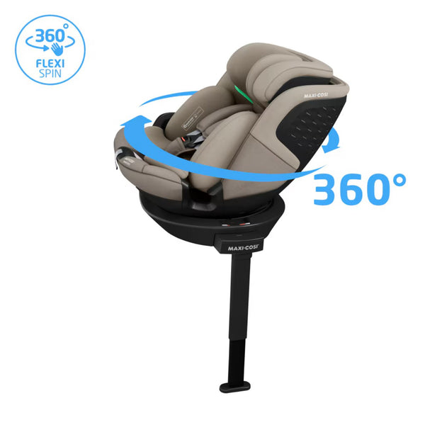 Maxi-Cosi Emerald 360 S i-Size com rotação FlexiSpin 360°, proteção lateral G-CELL e utilização desde o nascimento até aos 12 anos (40-150 cm). Tonal Truffle