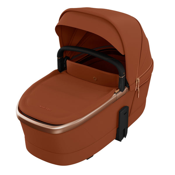 Maxi-Cosi Fame Trio Premium com carrinho Fame, Alcofa Fame, Pebble Slide Pro², Base FamilyFix Slide Pro e adaptadores, sistema de viagem completo com tecnologia SlideTech®, reclinação totalmente deitada, ISOFIX e conforto premium desde o nascimento copper terra