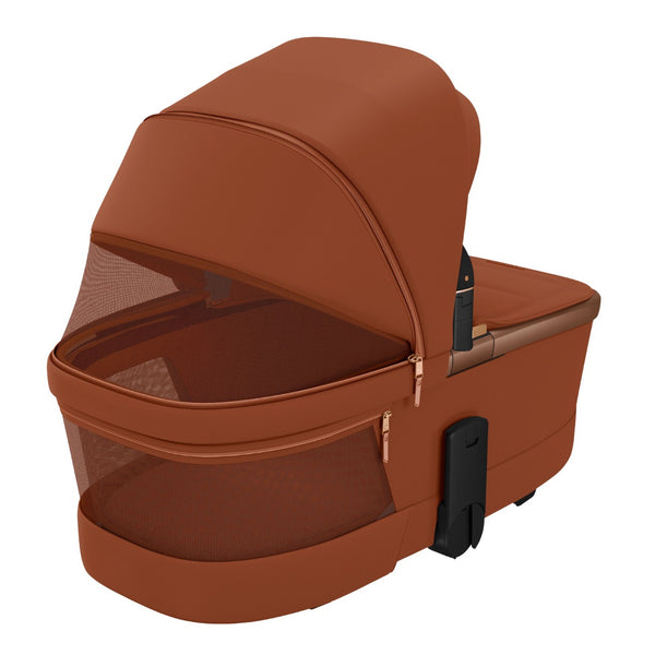 Maxi-Cosi Fame Trio Premium com carrinho Fame, Alcofa Fame, Pebble Slide Pro², Base FamilyFix Slide Pro e adaptadores, sistema de viagem completo com tecnologia SlideTech®, reclinação totalmente deitada, ISOFIX e conforto premium desde o nascimento copper terra