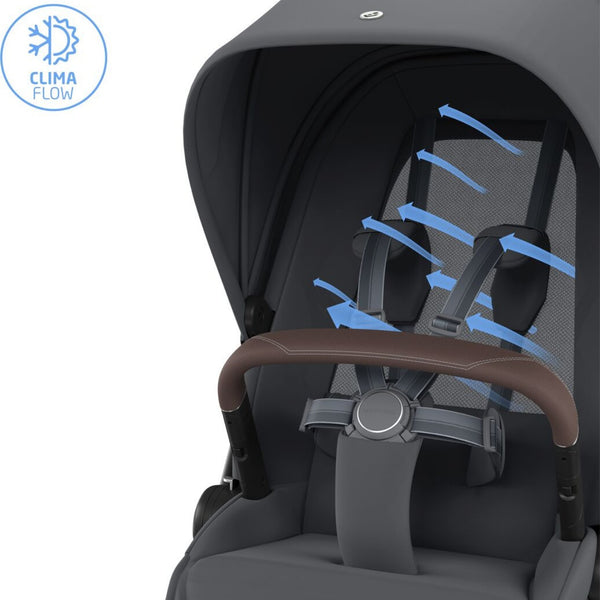 Maxi-Cosi Fame Trio Premium com carrinho Fame, Alcofa Fame, Pebble Slide Pro², Base FamilyFix Slide Pro e adaptadores, sistema de viagem completo com tecnologia SlideTech®, reclinação totalmente deitada, ISOFIX e conforto premium desde o nascimento moon graphite