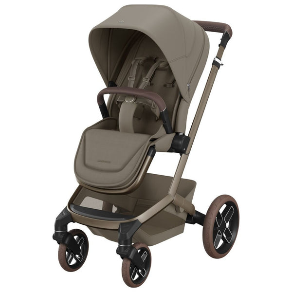 Maxi-Cosi Fame Trio Premium com carrinho Fame, Alcofa Fame, Pebble Slide Pro², Base FamilyFix Slide Pro e adaptadores, sistema de viagem completo com tecnologia SlideTech®, reclinação totalmente deitada, ISOFIX e conforto premium desde o nascimento OAK truffle