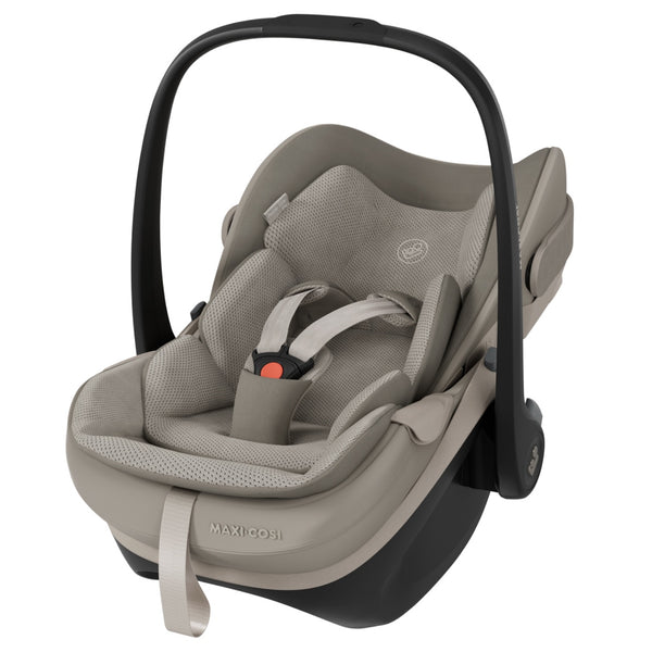 Maxi-Cosi Fame Trio Premium com carrinho Fame, Alcofa Fame, Pebble Slide Pro², Base FamilyFix Slide Pro e adaptadores, sistema de viagem completo com tecnologia SlideTech®, reclinação totalmente deitada, ISOFIX e conforto premium desde o nascimento saphire sand
