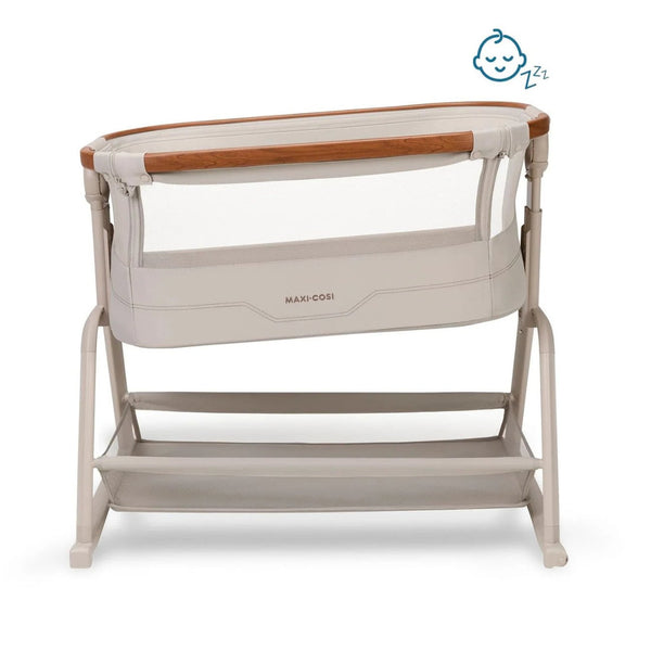 Berço co-sleeper Maxi-Cosi Iora Plus com colchão CloudSoft e lateral rebatível Cor Elegance Beige