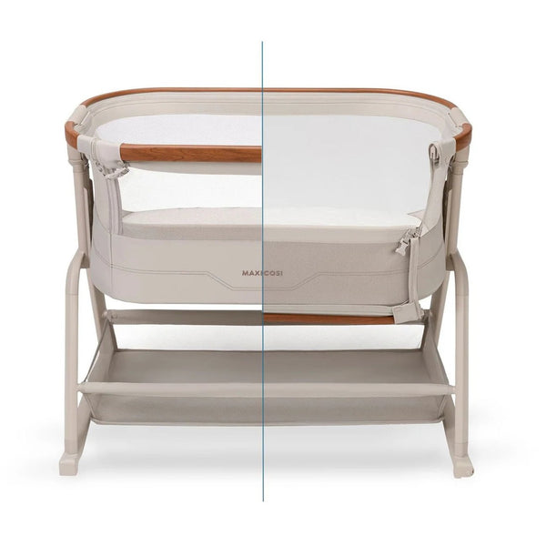 Berço co-sleeper Maxi-Cosi Iora Plus com colchão CloudSoft e lateral rebatível Cor Elegance Beige