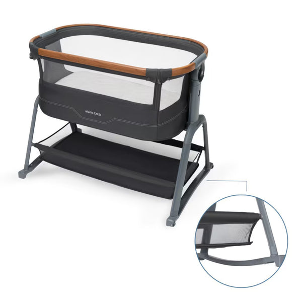 Berço co-sleeper Maxi-Cosi Iora Plus com colchão CloudSoft e lateral rebatível Cor Elegance Graphite