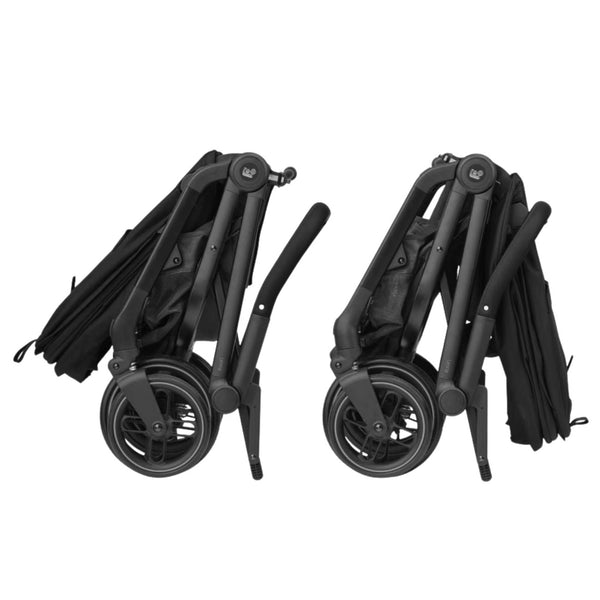 MAXI-COSI LEONA 2, carrinho de bebé compacto e leve com assento reversível, fecho automático em ambas as direções, Travel System 3 em 1, suspensão nas quatro rodas, tecidos Eco Care reciclados e utilização desde o nascimento até aos 22 kg. Twillic Black
