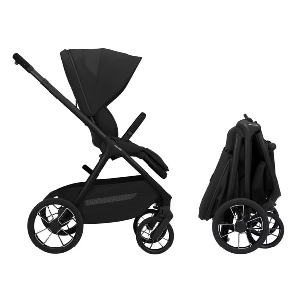 Carrinho Maxi-Cosi Oxford leve com fecho automático FlashFold, assento reclinável e suspensão nas 4 rodas black onyx