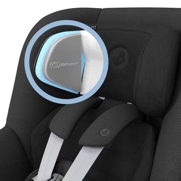 Cadeira auto MAXI-COSI Pearl 360 Pro i-Size com tecnologia SlideTech®, rotação de 360°, proteção lateral G-CELL, ventilação ClimaFlow e tecidos reciclados para crianças dos 61 aos 105 cm. Authentic Black