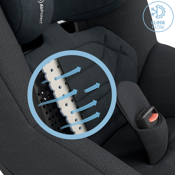 Cadeira auto MAXI-COSI Pearl 360 Pro i-Size com tecnologia SlideTech®, rotação de 360°, proteção lateral G-CELL, ventilação ClimaFlow e tecidos reciclados para crianças dos 61 aos 105 cm. Authentic Graphite