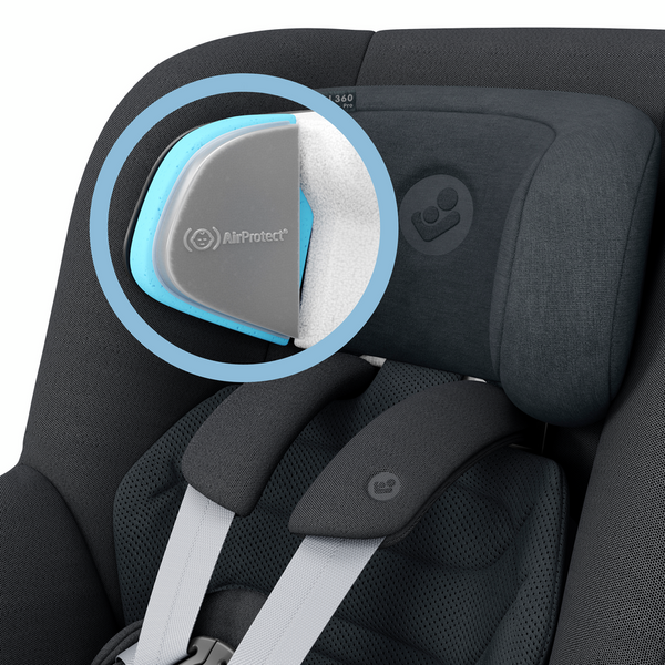 Cadeira auto MAXI-COSI Pearl 360 Pro i-Size com tecnologia SlideTech®, rotação de 360°, proteção lateral G-CELL, ventilação ClimaFlow e tecidos reciclados para crianças dos 61 aos 105 cm. Authentic Graphite