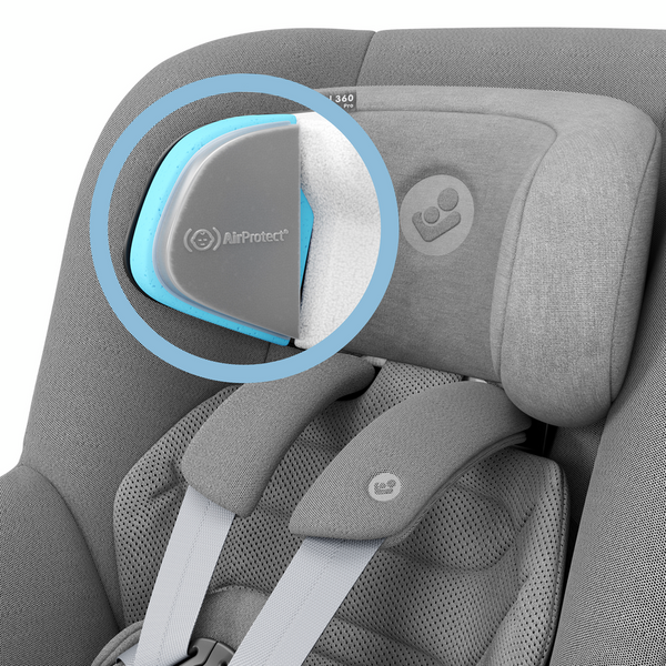 Cadeira auto MAXI-COSI Pearl 360 Pro i-Size com tecnologia SlideTech®, rotação de 360°, proteção lateral G-CELL, ventilação ClimaFlow e tecidos reciclados para crianças dos 61 aos 105 cm. Authentic Grey