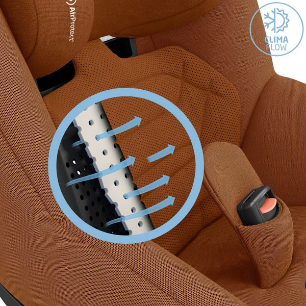 Cadeira auto MAXI-COSI Pearl 360 Pro i-Size com tecnologia SlideTech®, rotação de 360°, proteção lateral G-CELL, ventilação ClimaFlow e tecidos reciclados para crianças dos 61 aos 105 cm. Authentic Terra