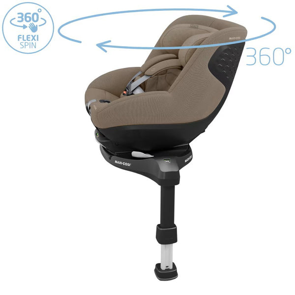 Cadeira auto MAXI-COSI Pearl 360 Pro i-Size com tecnologia SlideTech®, rotação de 360°, proteção lateral G-CELL, ventilação ClimaFlow e tecidos reciclados para crianças dos 61 aos 105 cm. Authentic Truffle