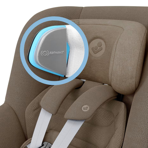 Cadeira auto MAXI-COSI Pearl 360 Pro i-Size com tecnologia SlideTech®, rotação de 360°, proteção lateral G-CELL, ventilação ClimaFlow e tecidos reciclados para crianças dos 61 aos 105 cm. Authentic Truffle
