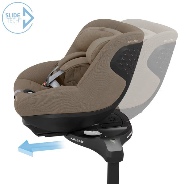 Cadeira auto MAXI-COSI Pearl 360 Pro i-Size com tecnologia SlideTech®, rotação de 360°, proteção lateral G-CELL, ventilação ClimaFlow e tecidos reciclados para crianças dos 61 aos 105 cm. Authentic Truffle