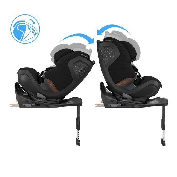 Cadeira auto MAXI-COSI Pearl XL Slide Pro dos 61 aos 150 cm com SLIDETECH®2, rotação 360°, proteção G-CELL e AirProtect e Base FamilyFix Slide Pro. Authentic Black