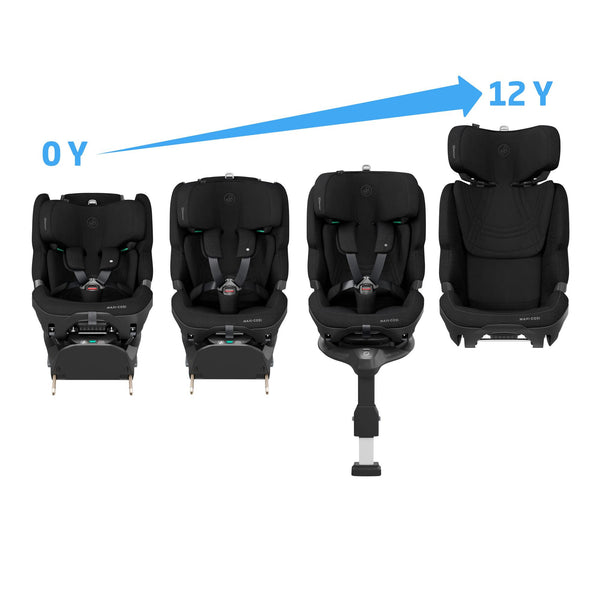 Cadeira auto MAXI-COSI Pearl XL Slide Pro dos 61 aos 150 cm com SLIDETECH®2, rotação 360°, proteção G-CELL e AirProtect e Base FamilyFix Slide Pro. Authentic Black