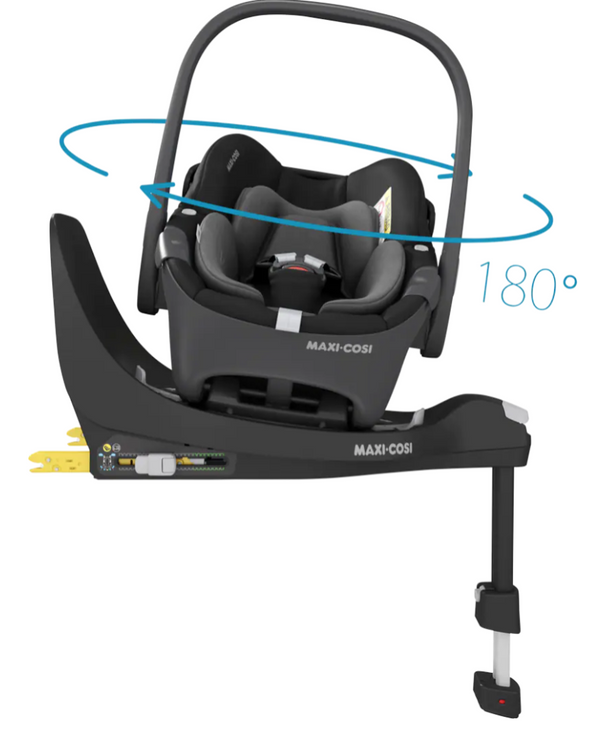 Cadeira auto MAXI-COSI Pebble 360 i-Size com rotação de 360°, redutor para recém-nascidos, proteção reforçada contra impactos laterais e compatível com Base FamilyFix 360 para bebés dos 40 aos 83 cm. Essential Black