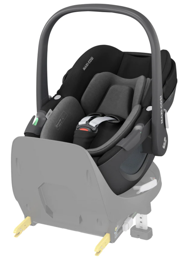 Cadeira auto MAXI-COSI Pebble 360 i-Size com rotação de 360°, redutor para recém-nascidos, proteção reforçada contra impactos laterais e compatível com Base FamilyFix 360 para bebés dos 40 aos 83 cm. Essential Black