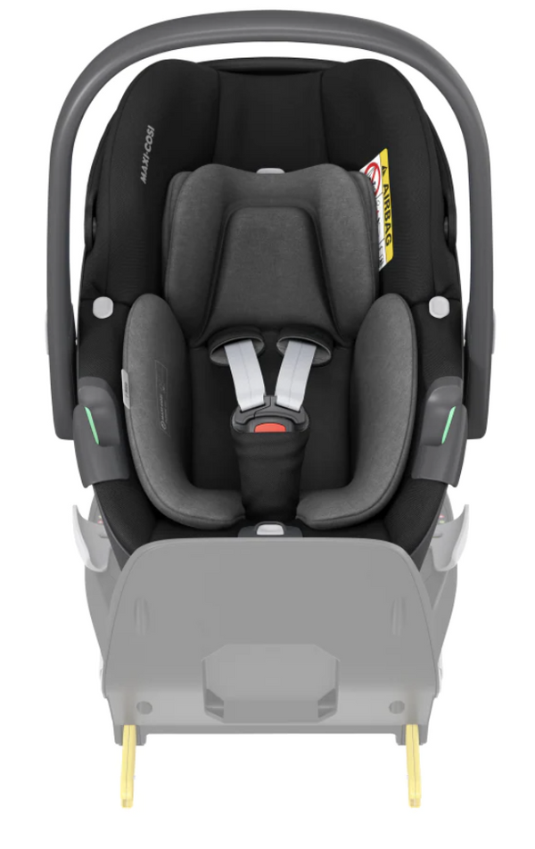 Cadeira auto MAXI-COSI Pebble 360 i-Size com rotação de 360°, redutor para recém-nascidos, proteção reforçada contra impactos laterais e compatível com Base FamilyFix 360 para bebés dos 40 aos 83 cm. Essential Black