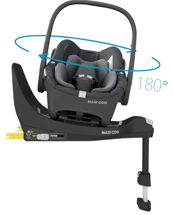 Cadeira auto MAXI-COSI Pebble 360 i-Size com rotação de 360°, redutor para recém-nascidos, proteção reforçada contra impactos laterais e compatível com Base FamilyFix 360 para bebés dos 40 aos 83 cm. Essential Graphite