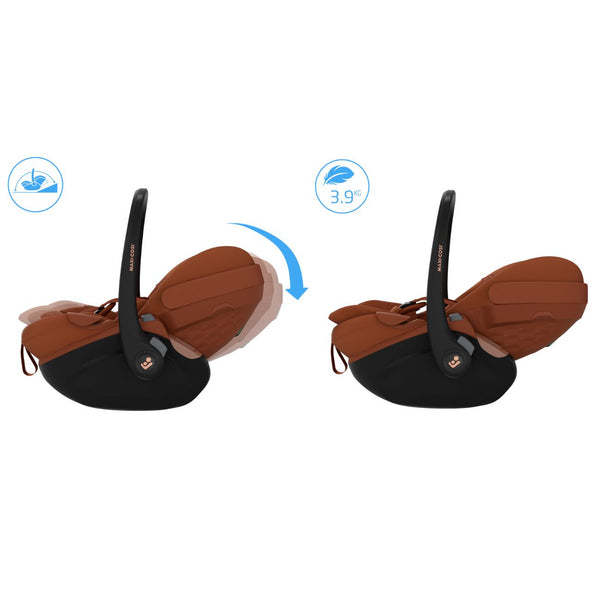 Cadeira auto Maxi-Cosi Pebble Slide Pro i-Size leve com posição deitada e posição 360 na cor copper terra