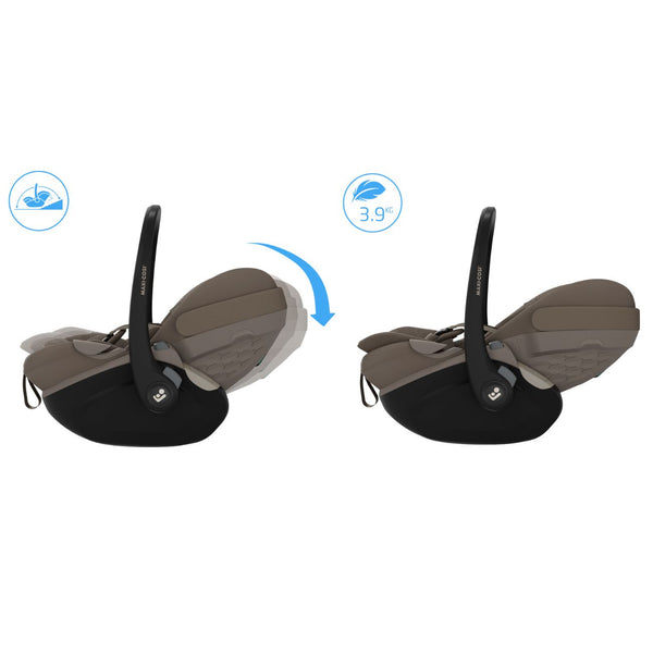 Cadeira auto Maxi-Cosi Pebble Slide Pro i-Size leve com posição deitada e posição 360 na cor oak truffle