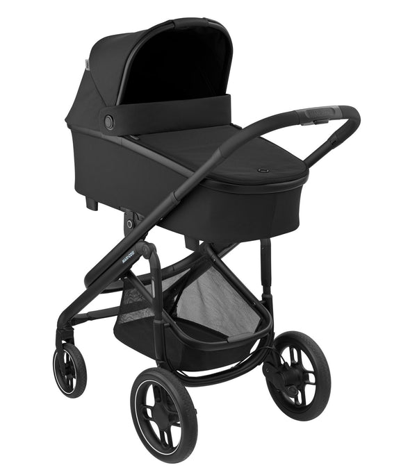 MAXI-COSI PLAZA +, carrinho de bebé com alcofa incluída, assento almofadado, estrutura leve, compatível com cadeiras auto Maxi-Cosi Grupo 0+ e utilização desde o nascimento até aos 22 kg. Black