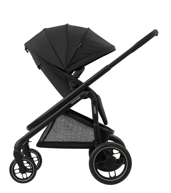 MAXI-COSI PLAZA +, carrinho de bebé com alcofa incluída, assento almofadado, estrutura leve, compatível com cadeiras auto Maxi-Cosi Grupo 0+ e utilização desde o nascimento até aos 22 kg. Black