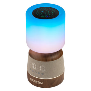 Maxi-Cosi Soothe Pro projetor de céu estrelado para bebé com luz noturna ajustável, despertador digital, Bluetooth e controlo através da aplicação Connected Home.