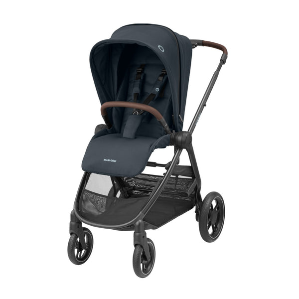 MAXI-COSI STREET+, carrinho de bebé compacto com alcofa incluída, fecho automático com uma mão, posição totalmente deitada e compatível com cadeiras auto Maxi-Cosi até aos 22 kg. Essential Graphite