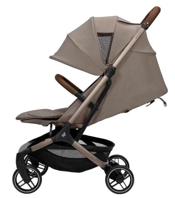 MAXI-COSI OXFORD CABIN, carrinho de bebé ultracompacto e leve compatível com cabine de avião, reclinação total, encosto com reclinação infinita, suspensão confortável, arnês Easy-In e utilização desde o nascimento até aos 22 kg. Oak Truffle