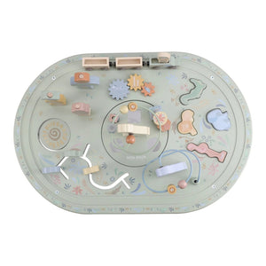Mesa de Atividades XL Little Dutch em madeira com altura ajustável, animais safari, comboio e diferentes atividades para crianças a partir dos 12 meses.