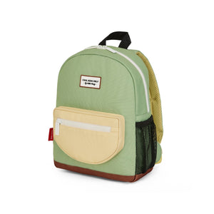 Mochila Pequena Redonda Hello Hossy em poliéster reciclado, impermeável, com formato A4, costas e alças acolchoadas, bolso para garrafa de água e capacidade de 7,3 L para crianças dos 2 aos 5 anos.
Mini Pistache 