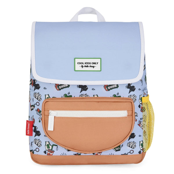 Mochila Grande Quadrada Hello Hossy em poliéster reciclado, impermeável, com interior acolchoado, formato para dossiers A4, bolso para garrafa de água e capacidade de 15 L para crianças a partir dos 6 anos cor dunk