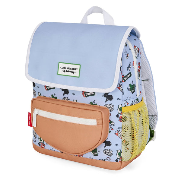 Mochila Grande Quadrada Hello Hossy em poliéster reciclado, impermeável, com interior acolchoado, formato para dossiers A4, bolso para garrafa de água e capacidade de 15 L para crianças a partir dos 6 anos cor dunk