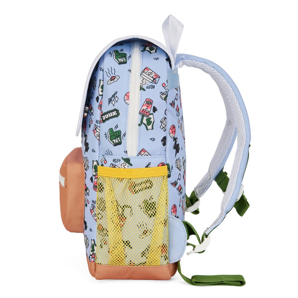 Mochila Grande Quadrada Hello Hossy em poliéster reciclado, impermeável, com interior acolchoado, formato para dossiers A4, bolso para garrafa de água e capacidade de 15 L para crianças a partir dos 6 anos cor dunk