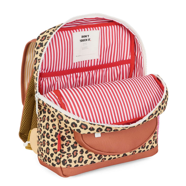 Mochila Grande Quadrada Hello Hossy em poliéster reciclado, impermeável, com interior acolchoado, formato para dossiers A4, bolso para garrafa de água e capacidade de 15 L para crianças a partir dos 6 anos cor leopard