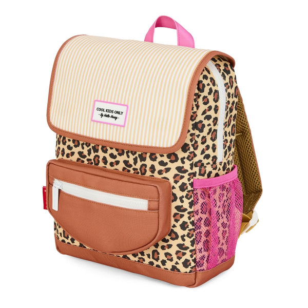Mochila Grande Quadrada Hello Hossy em poliéster reciclado, impermeável, com interior acolchoado, formato para dossiers A4, bolso para garrafa de água e capacidade de 15 L para crianças a partir dos 6 anos cor leopard