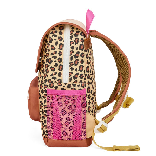 Mochila Grande Quadrada Hello Hossy em poliéster reciclado, impermeável, com interior acolchoado, formato para dossiers A4, bolso para garrafa de água e capacidade de 15 L para crianças a partir dos 6 anos cor leopard