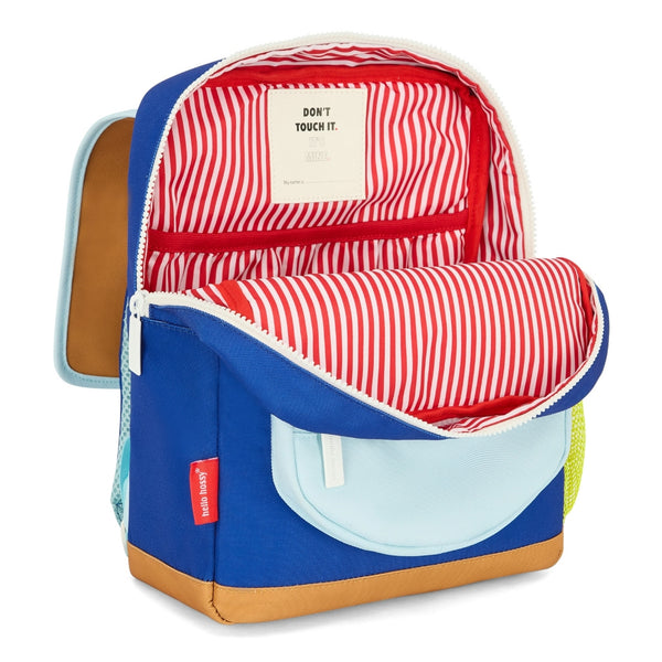 Mochila Grande Quadrada Hello Hossy em poliéster reciclado, impermeável, com interior acolchoado, formato para dossiers A4, bolso para garrafa de água e capacidade de 15 L para crianças a partir dos 6 anos cor mini blue canyon