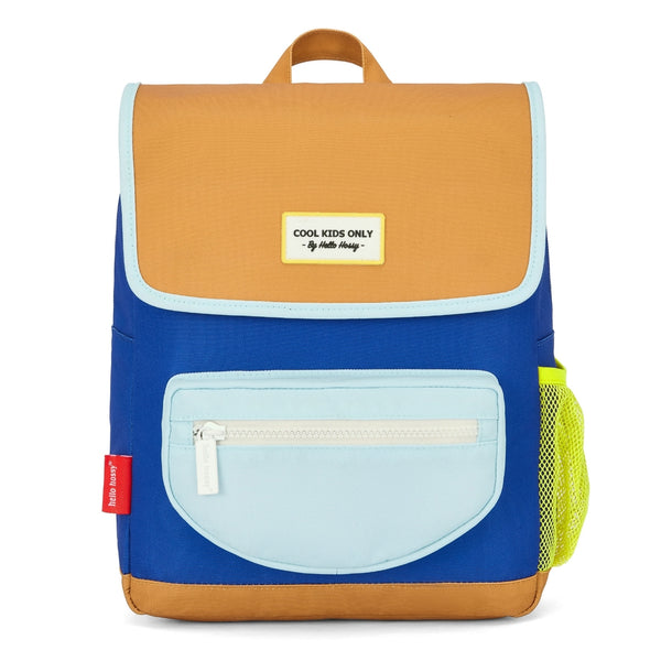Mochila Grande Quadrada Hello Hossy em poliéster reciclado, impermeável, com interior acolchoado, formato para dossiers A4, bolso para garrafa de água e capacidade de 15 L para crianças a partir dos 6 anos cor mini blue canyon