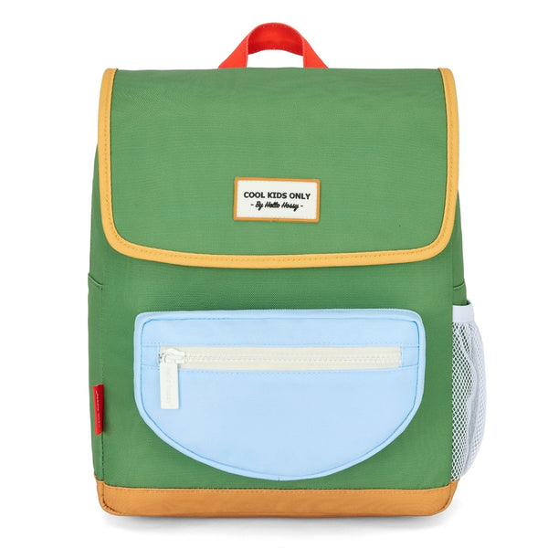 Mochila Grande Quadrada Hello Hossy em poliéster reciclado, impermeável, com interior acolchoado, formato para dossiers A4, bolso para garrafa de água e capacidade de 15 L para crianças a partir dos 6 anos cor mini green lake