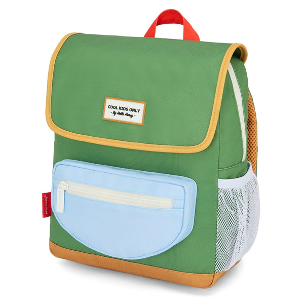 Mochila Grande Quadrada Hello Hossy em poliéster reciclado, impermeável, com interior acolchoado, formato para dossiers A4, bolso para garrafa de água e capacidade de 15 L para crianças a partir dos 6 anos cor mini green lake