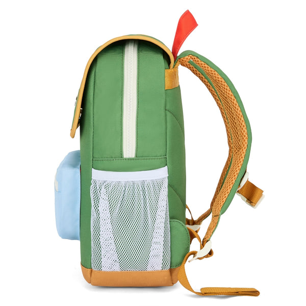 Mochila Grande Quadrada Hello Hossy em poliéster reciclado, impermeável, com interior acolchoado, formato para dossiers A4, bolso para garrafa de água e capacidade de 15 L para crianças a partir dos 6 anos cor mini green lake
