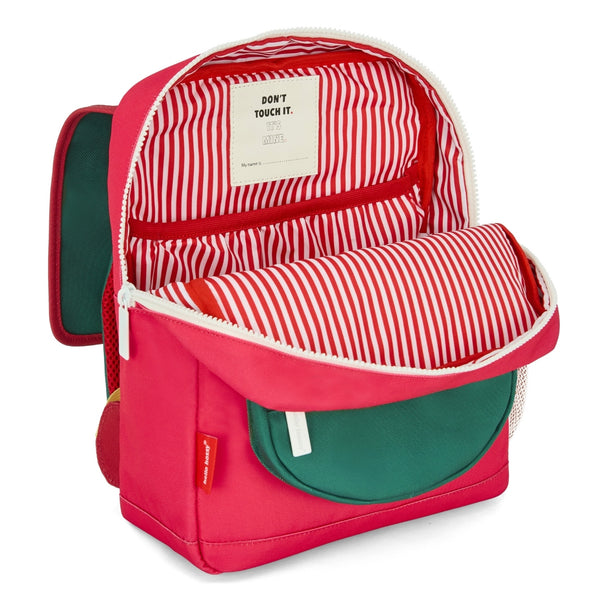 Mochila Grande Quadrada Hello Hossy em poliéster reciclado, impermeável, com interior acolchoado, formato para dossiers A4, bolso para garrafa de água e capacidade de 15 L para crianças a partir dos 6 anos cor mini pasteque