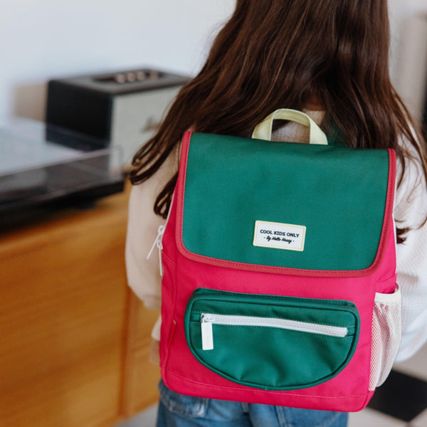 Mochila Grande Quadrada Hello Hossy em poliéster reciclado, impermeável, com interior acolchoado, formato para dossiers A4, bolso para garrafa de água e capacidade de 15 L para crianças a partir dos 6 anos cor mini pasteque