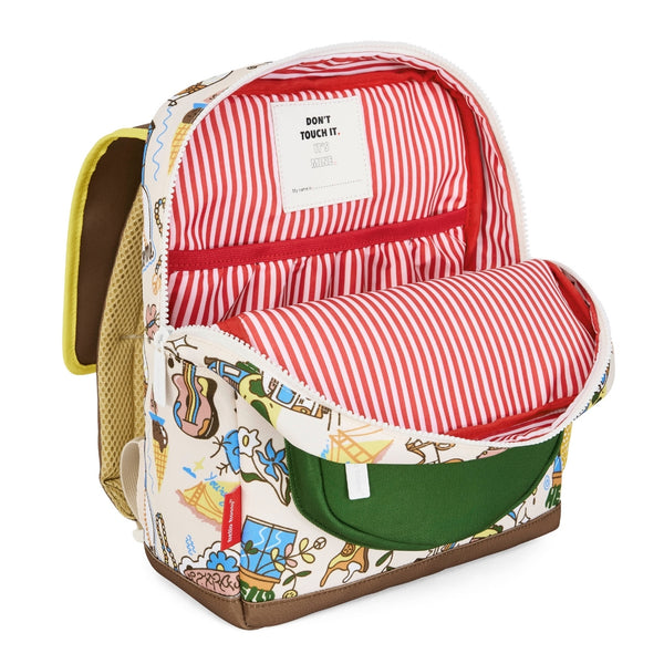 Mochila Grande Quadrada Hello Hossy em poliéster reciclado, impermeável, com interior acolchoado, formato para dossiers A4, bolso para garrafa de água e capacidade de 15 L para crianças a partir dos 6 anos cor san francisco