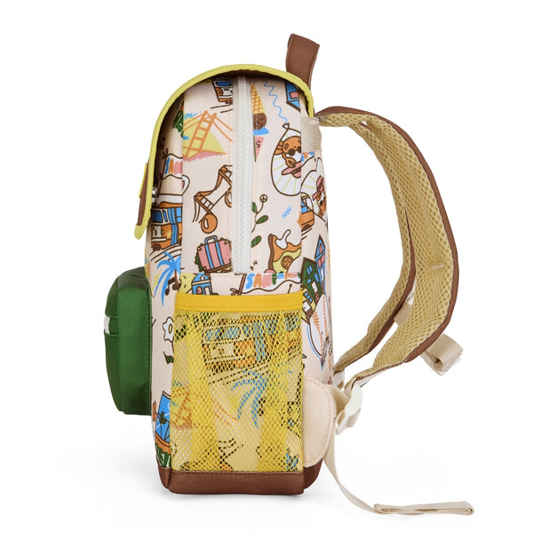 Mochila Grande Quadrada Hello Hossy em poliéster reciclado, impermeável, com interior acolchoado, formato para dossiers A4, bolso para garrafa de água e capacidade de 15 L para crianças a partir dos 6 anos cor san francisco
